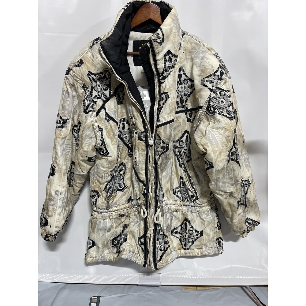 Vintage 80s Kaelin Ski Wear Tan Cream Zip Jacket Coat Size 12 Puffer SOUTHWEST